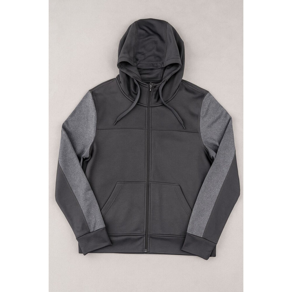 Adidas ClimaWarm Men’s Full Zip Hoodie Jacket Size Large Black Gray Fleece - Picture 4 of 13